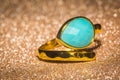 Gold ring with amazonite