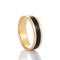 Gold ring with black enamel isolated on white background Royalty Free Stock Photo