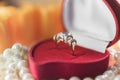 Gold ring with blue gem in a gift box Royalty Free Stock Photo