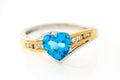 Gold ring with blue sapphire heart shaped Royalty Free Stock Photo