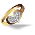 Gold ring with brilliant heart
