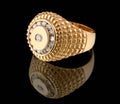 Gold ring with brilliants on black Royalty Free Stock Photo