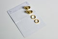 A gold ring and chinese money gold on bank saving account book Royalty Free Stock Photo