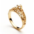 9k Yellow Gold Floral Filigree Engagement Ring - Ancient Chinese Art Inspired