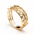 Filigree Gold Band Inspired By Crown - Exquisite Detailing And Meticulous Inking