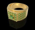 Gold ring with emeralds