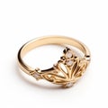 Ethereal Gold Leaf Ring With Diamond Accents