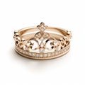 Elegant Diamond Crown Ring Set With Sparkling Diamonds Royalty Free Stock Photo