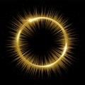 Gold ring, glow circle with golden light effect, glowing magic portal of round shape Royalty Free Stock Photo