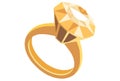 gold ring with a large diamond. a gift for a woman.