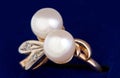 Gold ring with pearls close-up Royalty Free Stock Photo