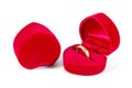 Gold ring in red velvet silk box with heart shape style using for Engagement for Love in Valentine Holiday Concept Royalty Free Stock Photo