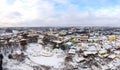 Gold ring of Russia. Aerial view of downtown Vladimir with the Golden Gate and Holy Trinity Church. Panoramic view