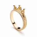 Yellow Gold Double Crown Ring With Small Diamonds