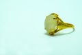 Gold Ring with white jade Royalty Free Stock Photo
