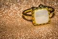 Gold ring with white pearl shell Royalty Free Stock Photo