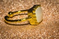 Gold ring with white pearl shell Royalty Free Stock Photo