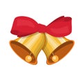 Gold ringing christmas bells with red bow.