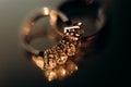 gold rings jewelry precious  macro glitter reflection Royalty Free Stock Photo