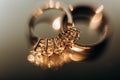 gold rings jewelry precious  macro glitter reflection Royalty Free Stock Photo