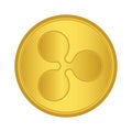 Gold Ripple coin icon. golden Cryptocurrency coin money. blockchain symbol. Internet money