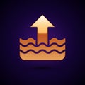 Gold Rise in water level icon isolated on black background. Vector