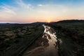 Gold river at sunset