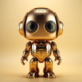 Stylish Miniature Gold Robot With Photorealistic Rendering And Innovative Design