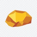 Gold rock boulder. Natural shape golden stone. vector illustration