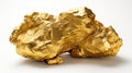 Captivating Photograph Of A Voluminous Gold Nugget On White Background