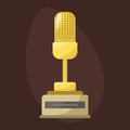 Gold rock star trophy music microphone best entertainment win achievement clef and sound shiny golden melody success Royalty Free Stock Photo