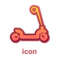 Gold Roller scooter for children icon isolated on white background. Kick scooter or balance bike. Vector Royalty Free Stock Photo