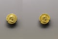 Gold Roman Imperial coins bearing the bust of Emperor Caracalla Royalty Free Stock Photo