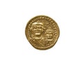Gold Roman solidus coin of Roman Emperor Justinian I Royalty Free Stock Photo