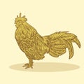 Gold Rooster Vector Illustration