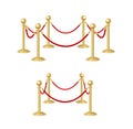 Gold Rope Barrier Constructor Set. Vector Royalty Free Stock Photo