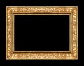 gold rose frame isolated on black background and clipping path. Royalty Free Stock Photo