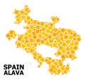 Gold Rotated Square Mosaic Map of Alava Province