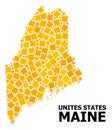 Gold Rotated Square Mosaic Map of Maine State