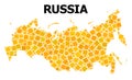 Gold Rotated Square Mosaic Map of Russia