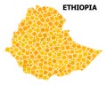 Gold Rotated Square Pattern Map of Ethiopia