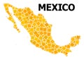 Gold Rotated Square Pattern Map of Mexico