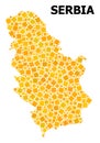 Gold Rotated Square Pattern Map of Serbia