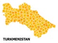 Gold Rotated Square Pattern Map of Turkmenistan