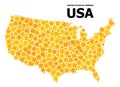Gold Rotated Square Pattern Map of USA