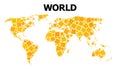Gold Rotated Square Pattern Map of World