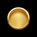 Gold round button with frame, 3d golden glossy elegant circle design for empty emblem Royalty Free Stock Photo