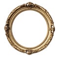 Gold round frame isolated on transparent white background, Blank golden oval round baroque Victorian style frame mock up Royalty Free Stock Photo