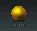 Gold round sphere and 3d ball. Realistic golden orb on abstract dark background. Design element for a luxury brand ad Royalty Free Stock Photo