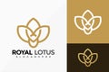 Gold Royal Lotus Flower Logo Design Brand Identity Logos Designs Vector Illustration Template